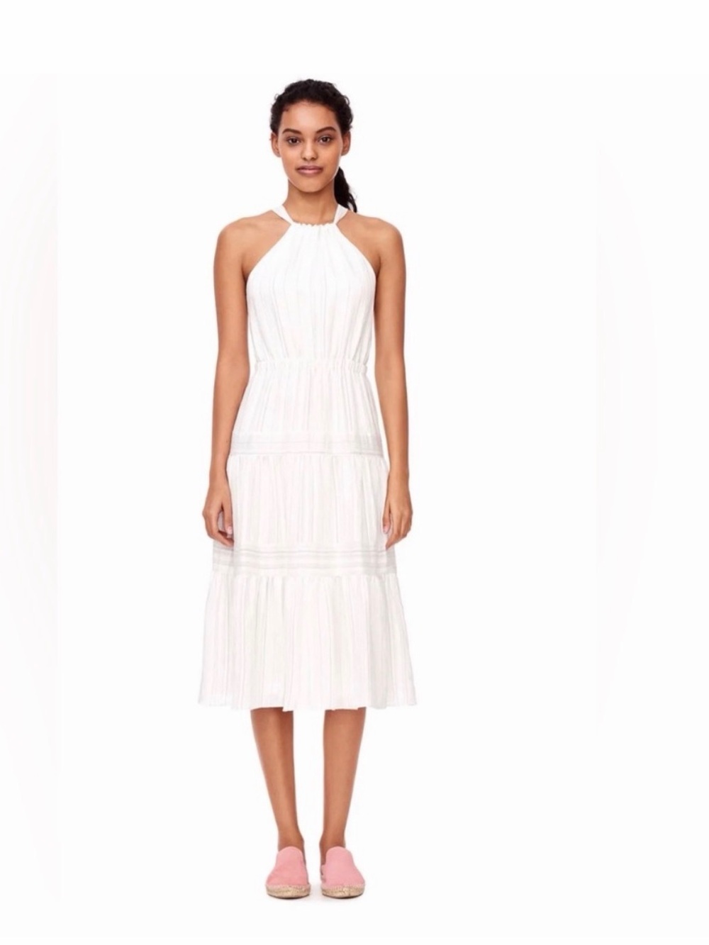 NWOT Rebecca Taylor Midi White Linen Dress Open Back Size 4 - Picture 9 of 10